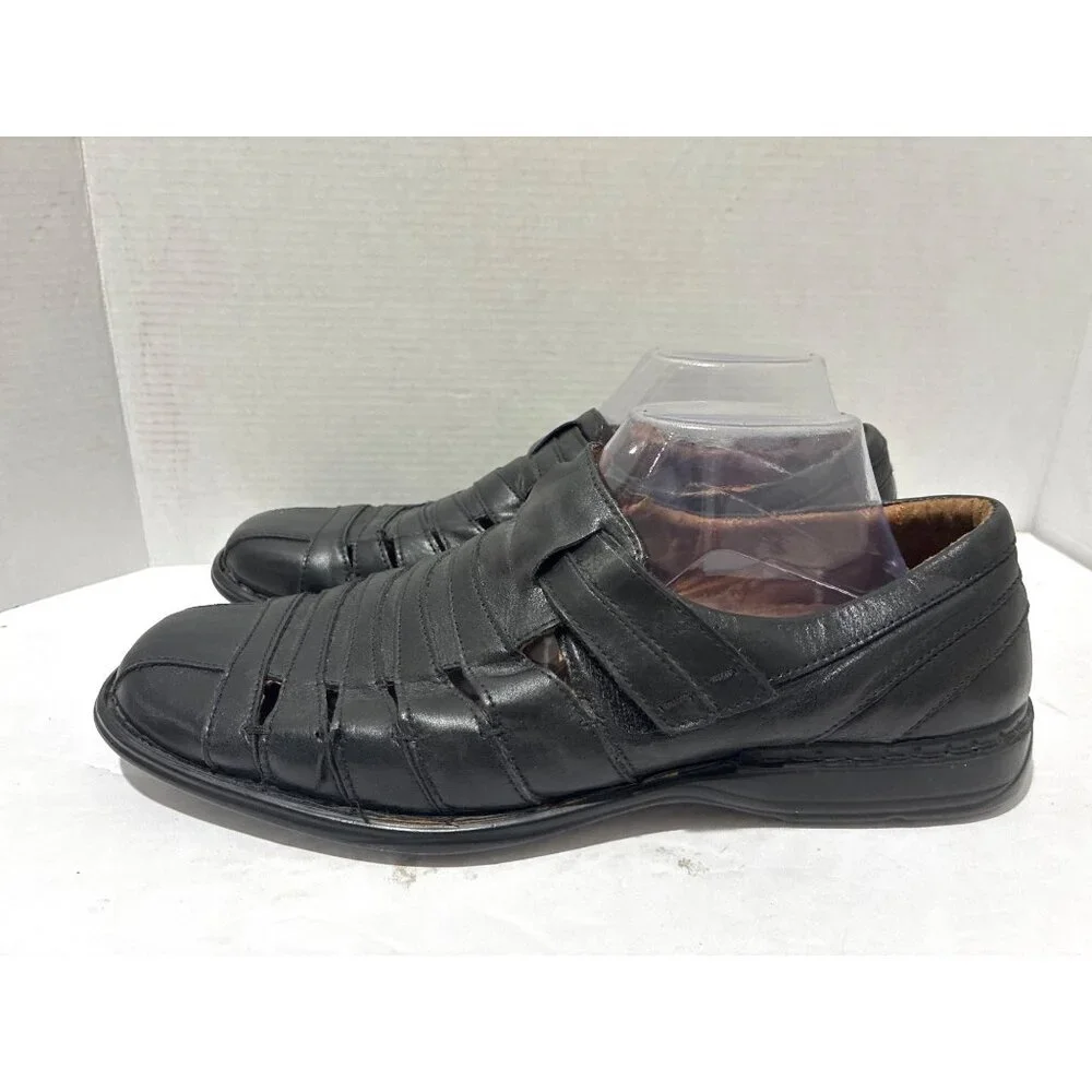 Josef Seibel Men's Steven Black Leather Fisherman Sandals size 45 us 10.5-11